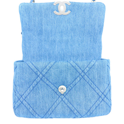 Chanel 22P Small 19 Bag Denim Light Blue Multicolour Hardware (Microchip)