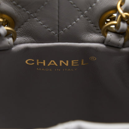 Chanel 22B Pearl Crush Bucket Bag Lambskin Grey  (Microchip)