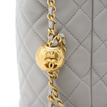Chanel 22B Pearl Crush Bucket Bag Lambskin Grey  (Microchip)