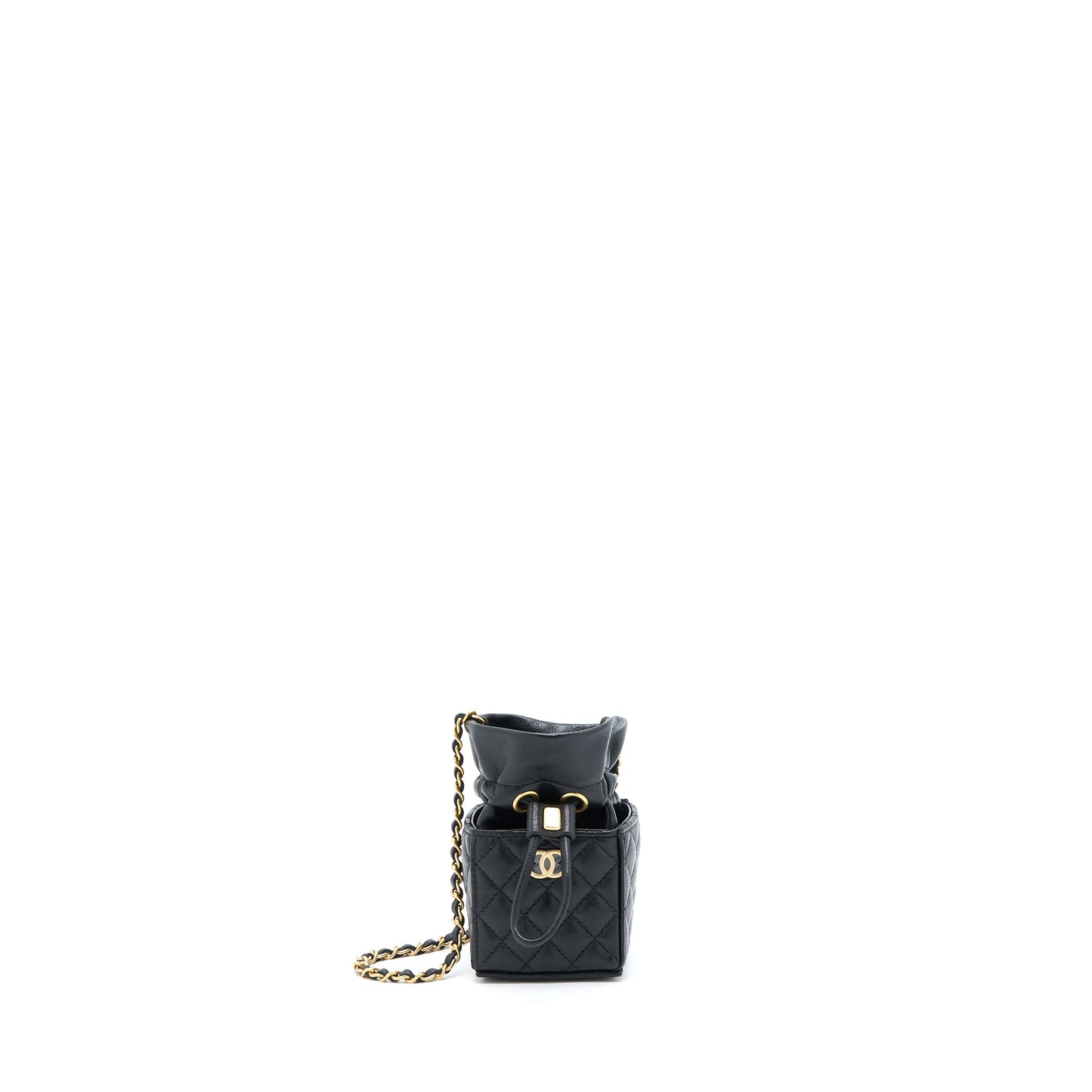 Chanel Mini Vanity Bucket Crossbody Lambskin Black Brushed