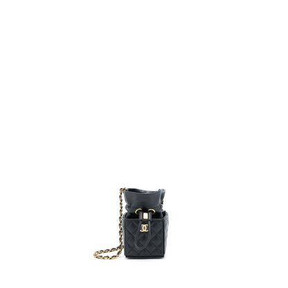 Chanel Mini Vanity Bucket Crossbody Lambskin Black Brushed