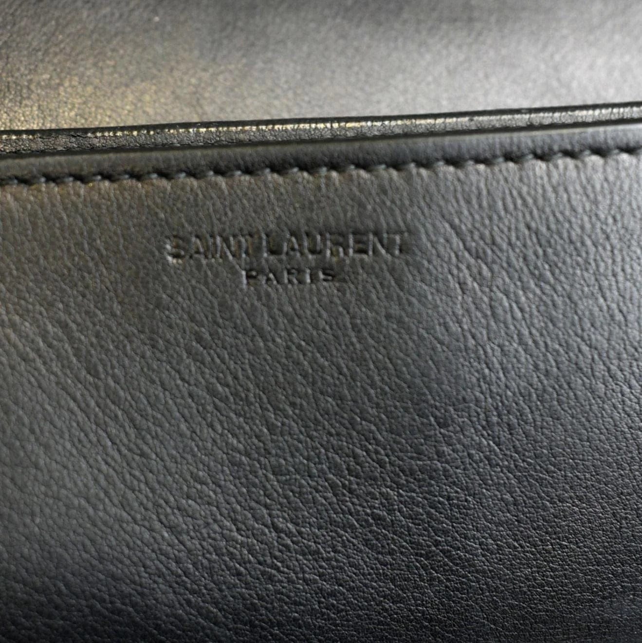 YVES SAINT LAURENT Tag Calfskin Leather Hobo Bag Black