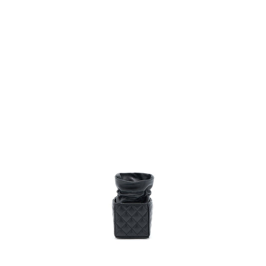 Chanel Mini Vanity Bucket Crossbody Lambskin Black Brushed