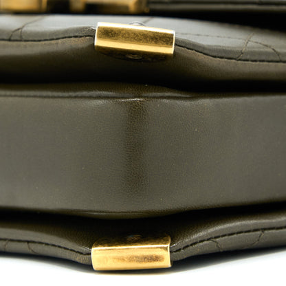 Chanel Messenger Flap Bag Lambskin Olive Green Ruthenium