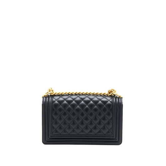 Chanel Medium Boy Bag Caviar Black Brushed  (Microchip)