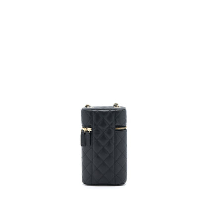 Chanel 21K Vanity Phone Holder With Chain Caviar Black L