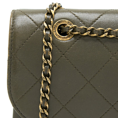 Chanel Messenger Flap Bag Lambskin Olive Green Ruthenium