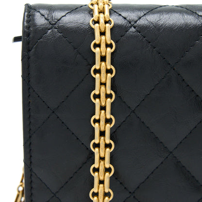 Chanel 2.55 Reissue Wallet on Chain Aged Calfskin Black Brushed  (Microchip)