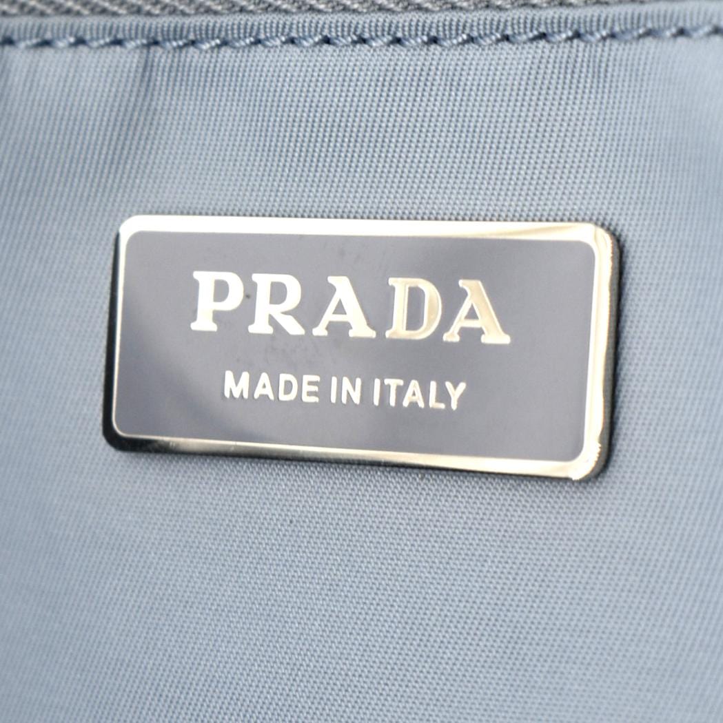 PRADA Tessuto Studded Etiquette Nylon Shoulder Bag Olive Green