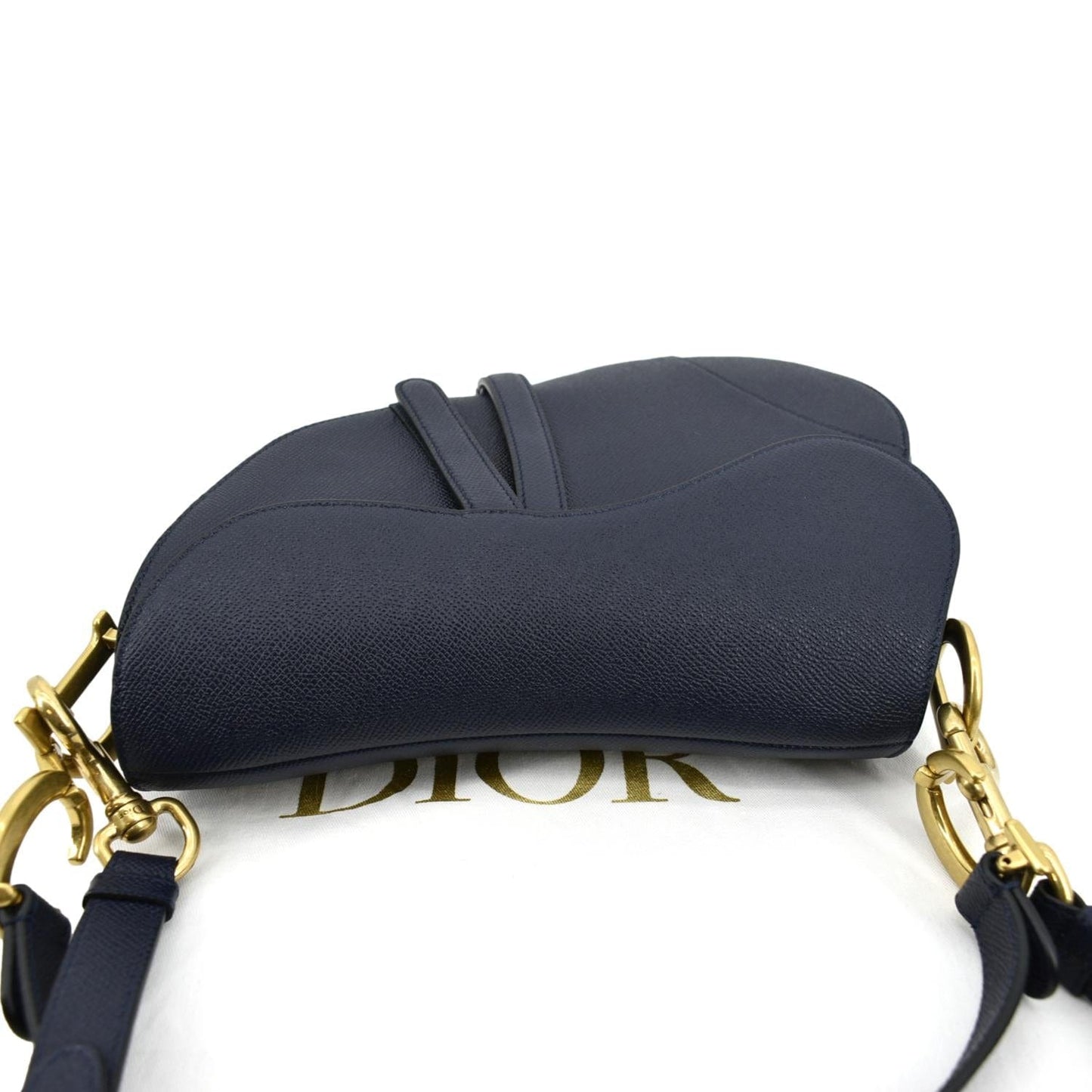 CHRISTIAN DIOR Saddle Grained Calfskin Leather Shoulder Bag Royal Blue