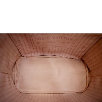 LOUIS VUITTON Neverfull MM Damier Ebene Tote Bag Rose Ballerine