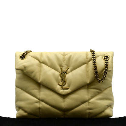 YVES SAINT LAURENT Loulou Puffer Quilted Leather Crossbody Bag Light Creme