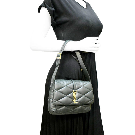 YVES SAINT LAURENT LE 57 Quilted Lambskin Leather Hobo Bag Green