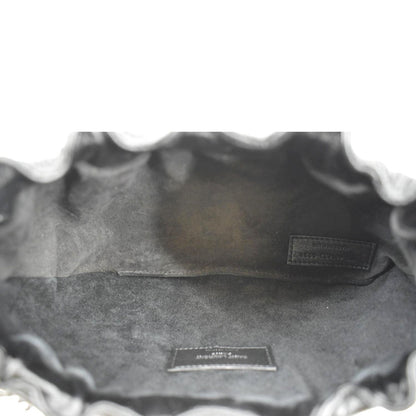 YVES SAINT LAURENT Pac Pac Ruched Leather Hobo Bag Black