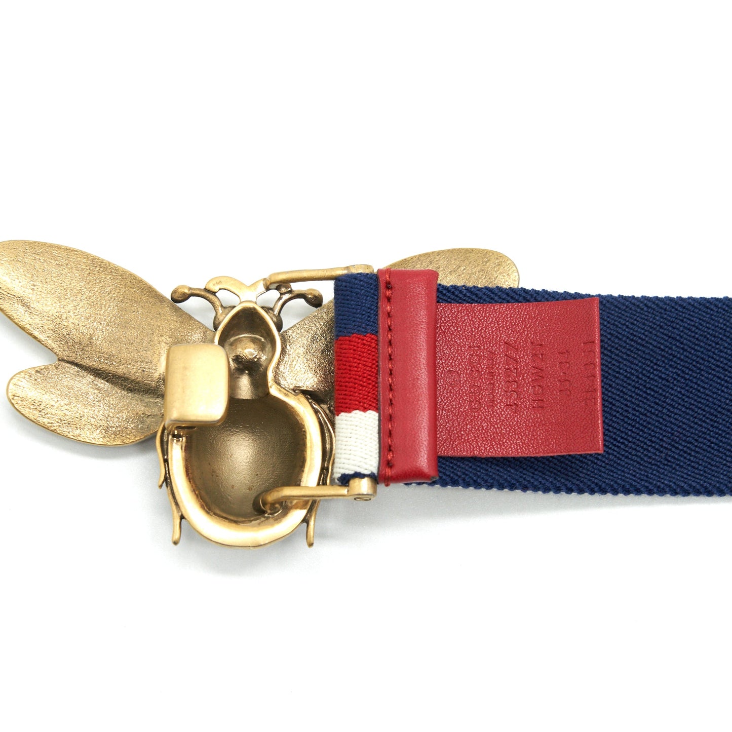 Gucci Web Belt With Bee Blue/Red