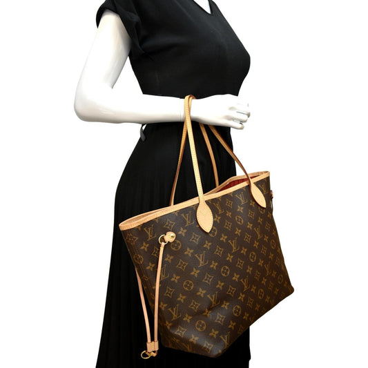 LOUIS VUITTON Neverfull MM Monogram Canvas Tote Bag Brown
