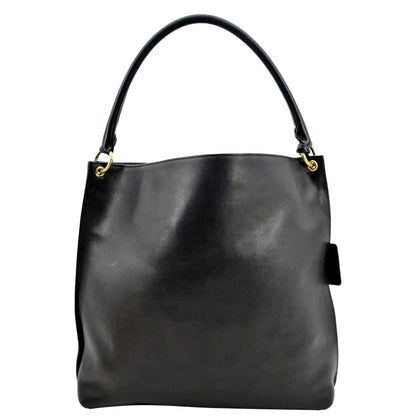 YVES SAINT LAURENT Tag Calfskin Leather Hobo Bag Black