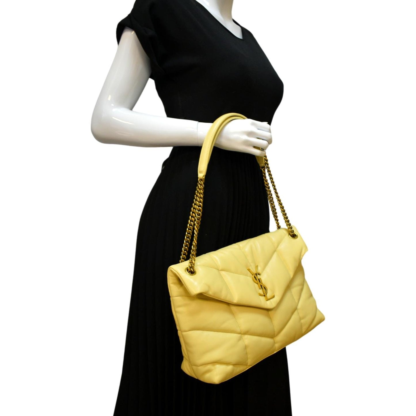 YVES SAINT LAURENT Loulou Puffer Quilted Leather Crossbody Bag Light Creme