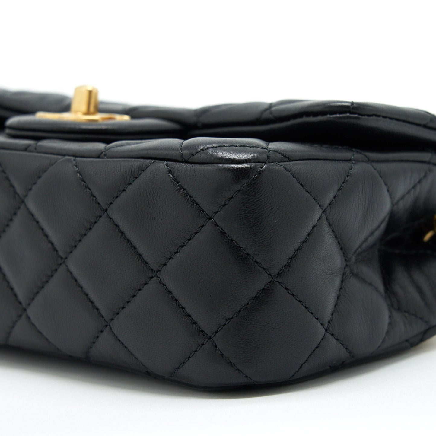 Chanel Pearl Crush Mini Rectangular Flap Bag Lambskin Black