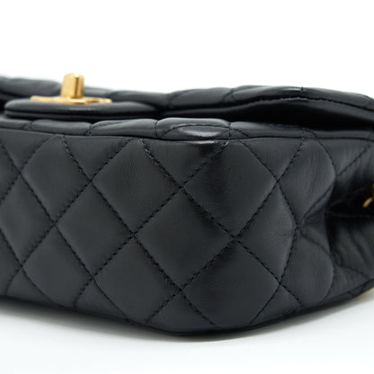 Chanel Pearl Crush Mini Rectangular Flap Bag Lambskin Black