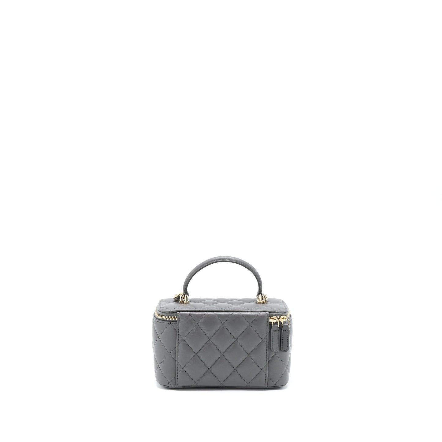 Chanel 22A Top Handle Long Vanity With Chain Lambskin Grey L