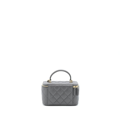 Chanel 22A Top Handle Long Vanity With Chain Lambskin Grey L