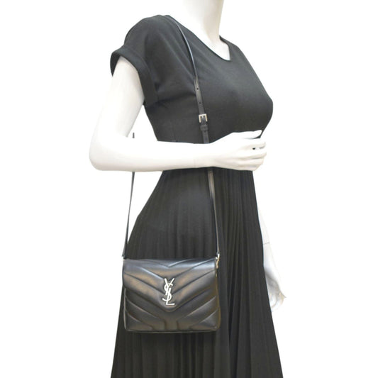 YVES SAINT LAURENT Loulou Toy Quilted Leather Crossbody Bag Black
