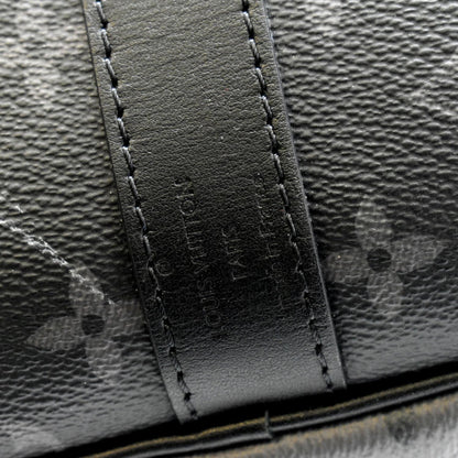 LOUIS VUITTON Keepall 50 Bandouliere Monogram Eclipse Canvas Travel Bag Black