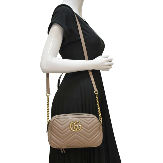 GUCCI GG Marmont Matelasse Leather Crossbody Bag Dusty Pink 447632