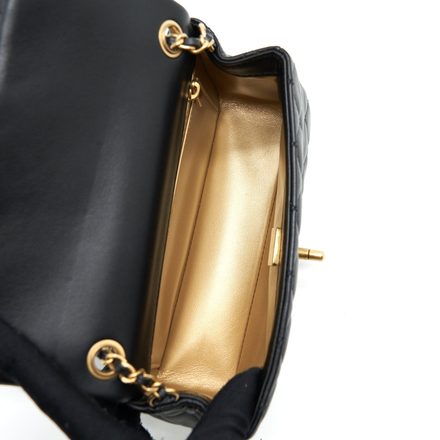 Chanel Pearl Crush Mini Rectangular Flap Bag Lambskin Black