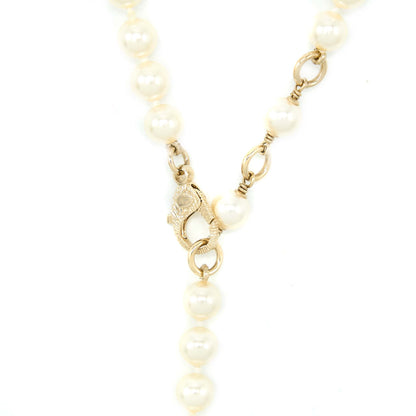 Chanel Size 85 No.5 Pearl Belt Leather/Pearl/Crystal Light Gold Tone