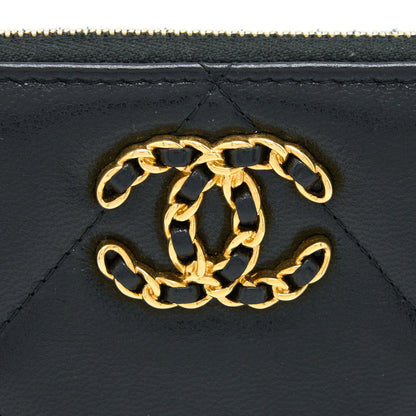 Chanel 19 Zip Wallet Goatskin Black