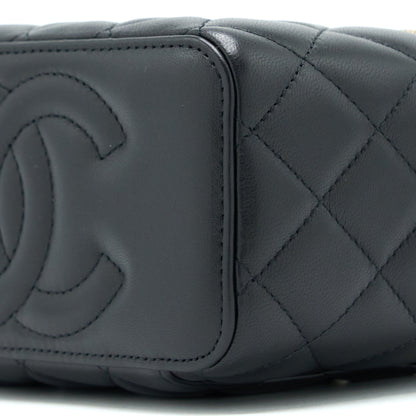 Chanel Leather Chain Top Handle Long Vanity Lambskin Black