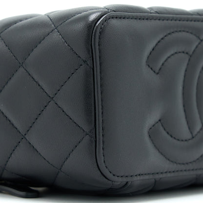 Chanel Leather Chain Top Handle Long Vanity Lambskin Black