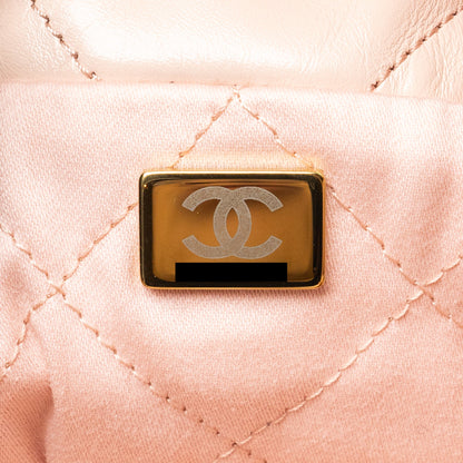 Chanel Mini 22 Bag Shiny Calfskin Pink  (microchip)