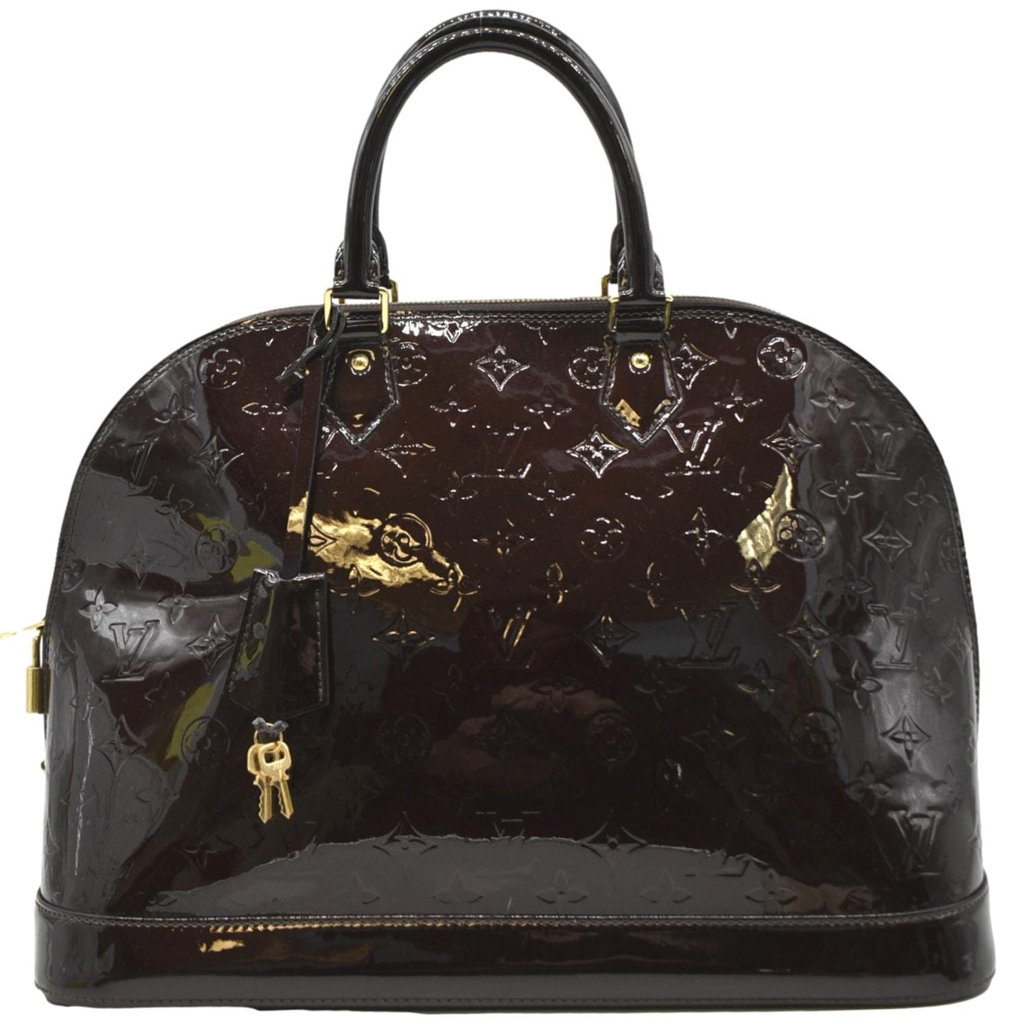 LOUIS VUITTON Alma GM Monogram Vernis Leather Satchel Bag Amarante