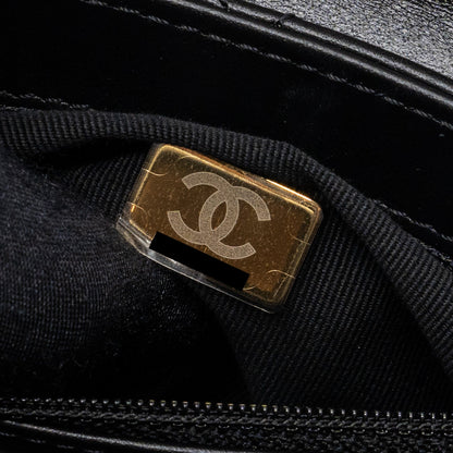 Chanel 23K mini kelly shopping tote bag Calfskin black  (microchip)