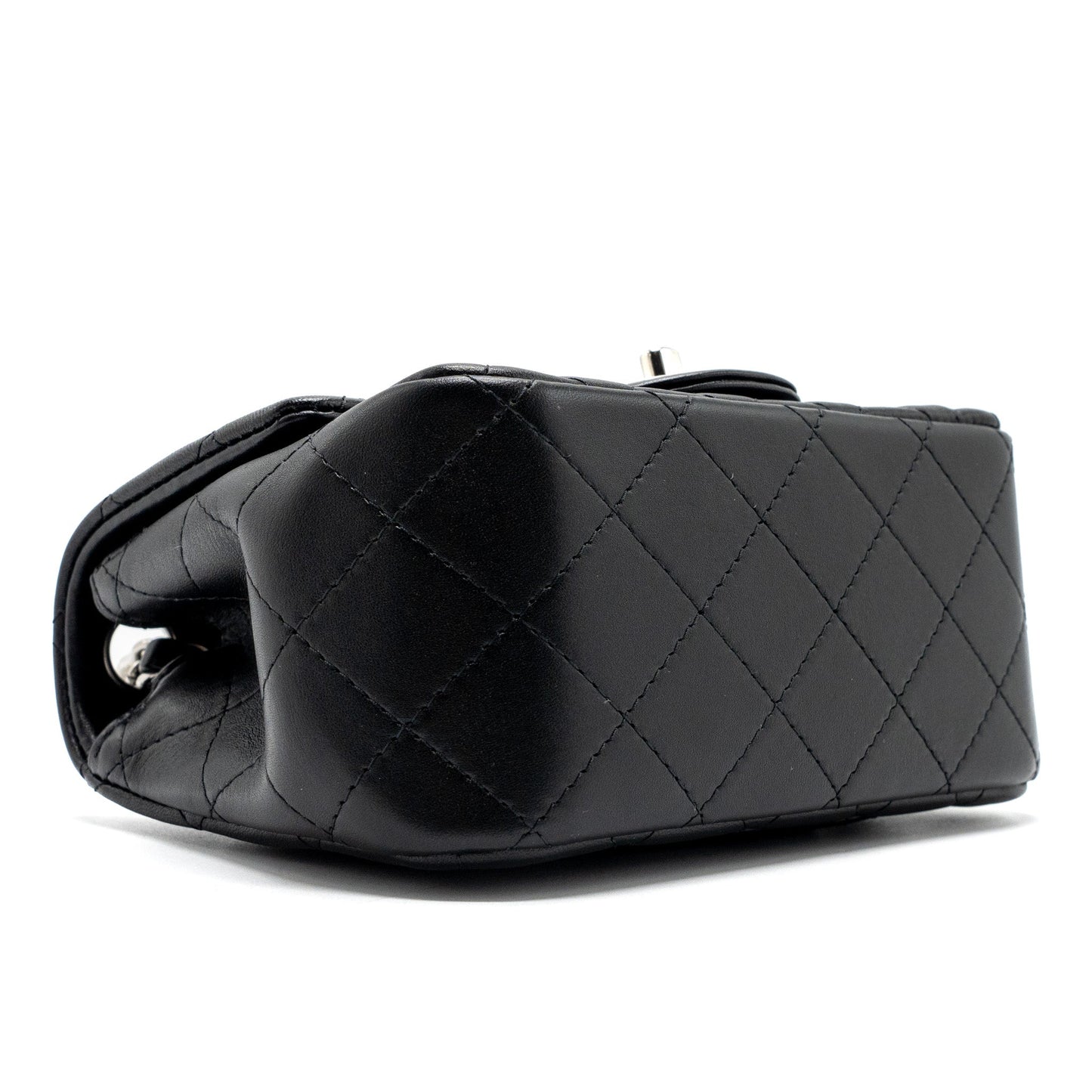 Chanel mini square flap bag lambskin Black  (microchip)