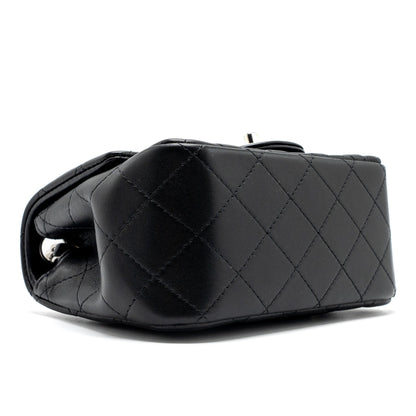 Chanel mini square flap bag lambskin Black  (microchip)