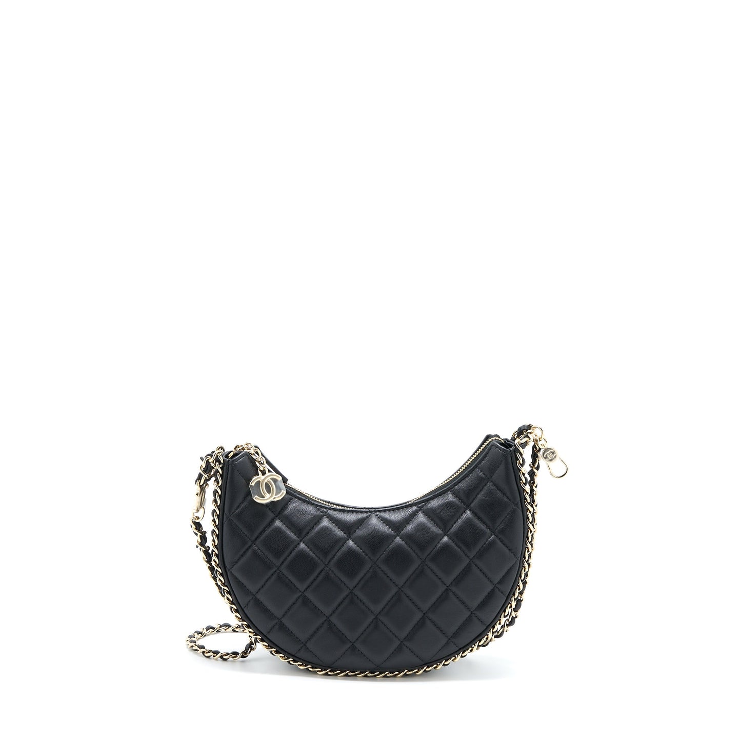 Chanel Small Moon Hobo Bag Lambskin Black L (Microchip)