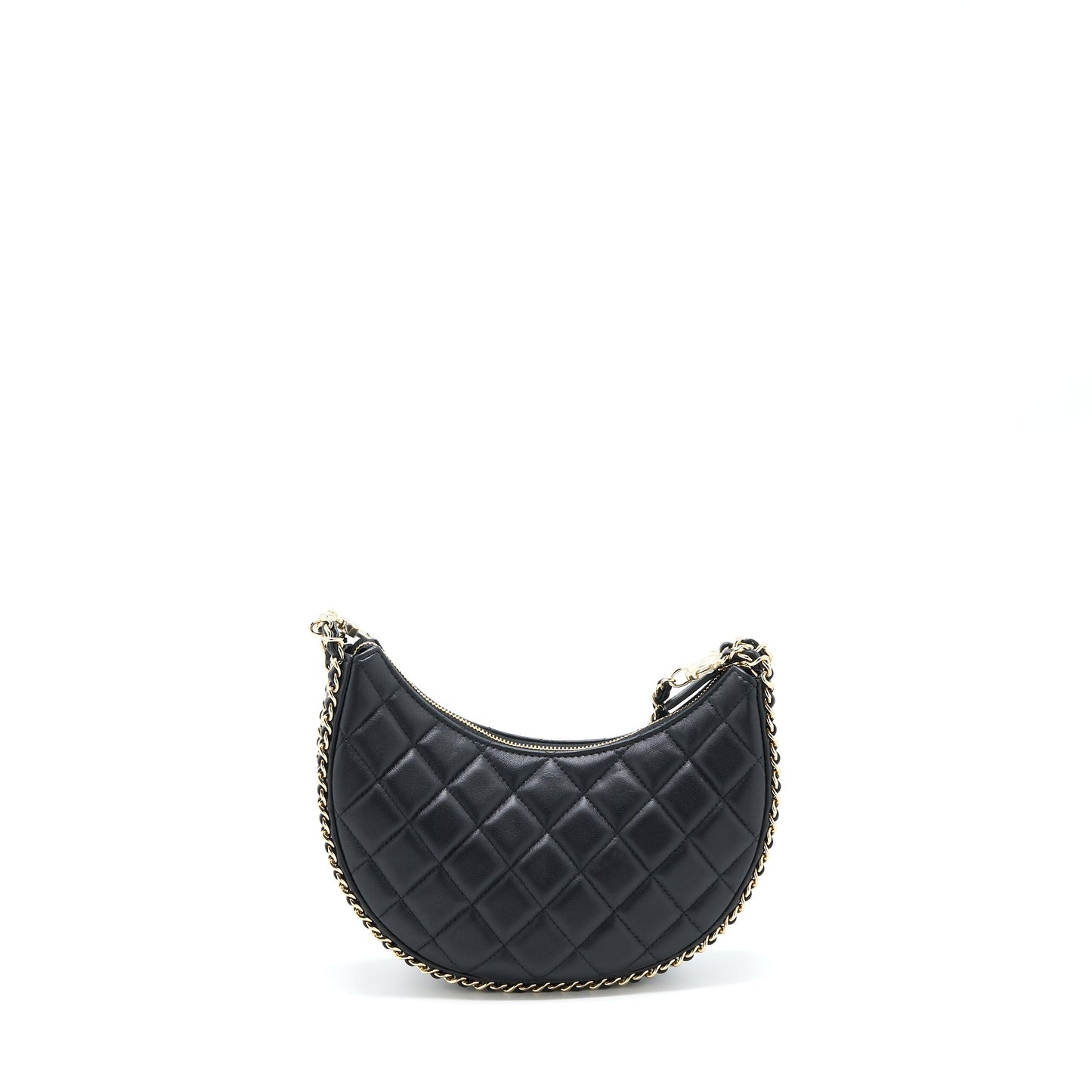 Chanel Small Moon Hobo Bag Lambskin Black L (Microchip)