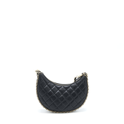 Chanel Small Moon Hobo Bag Lambskin Black L (Microchip)