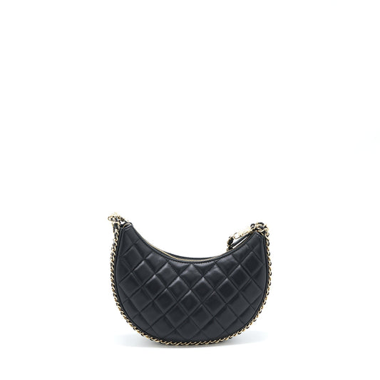 Chanel Small Moon Hobo Bag Lambskin Black L (Microchip)