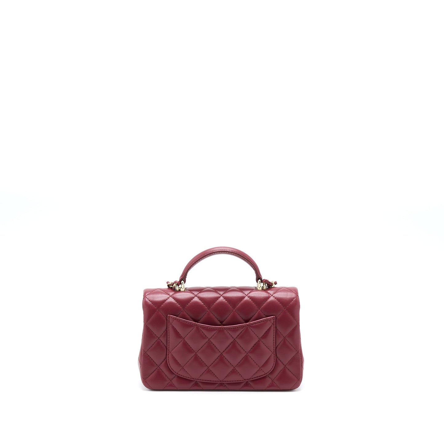 Chanel 22A Top Handle Mini Rectangular Flap Bag Lambskin Burgundy L