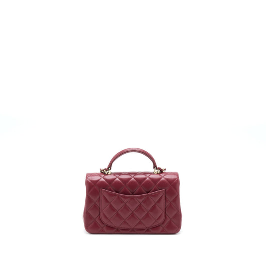 Chanel 22A Top Handle Mini Rectangular Flap Bag Lambskin Burgundy L