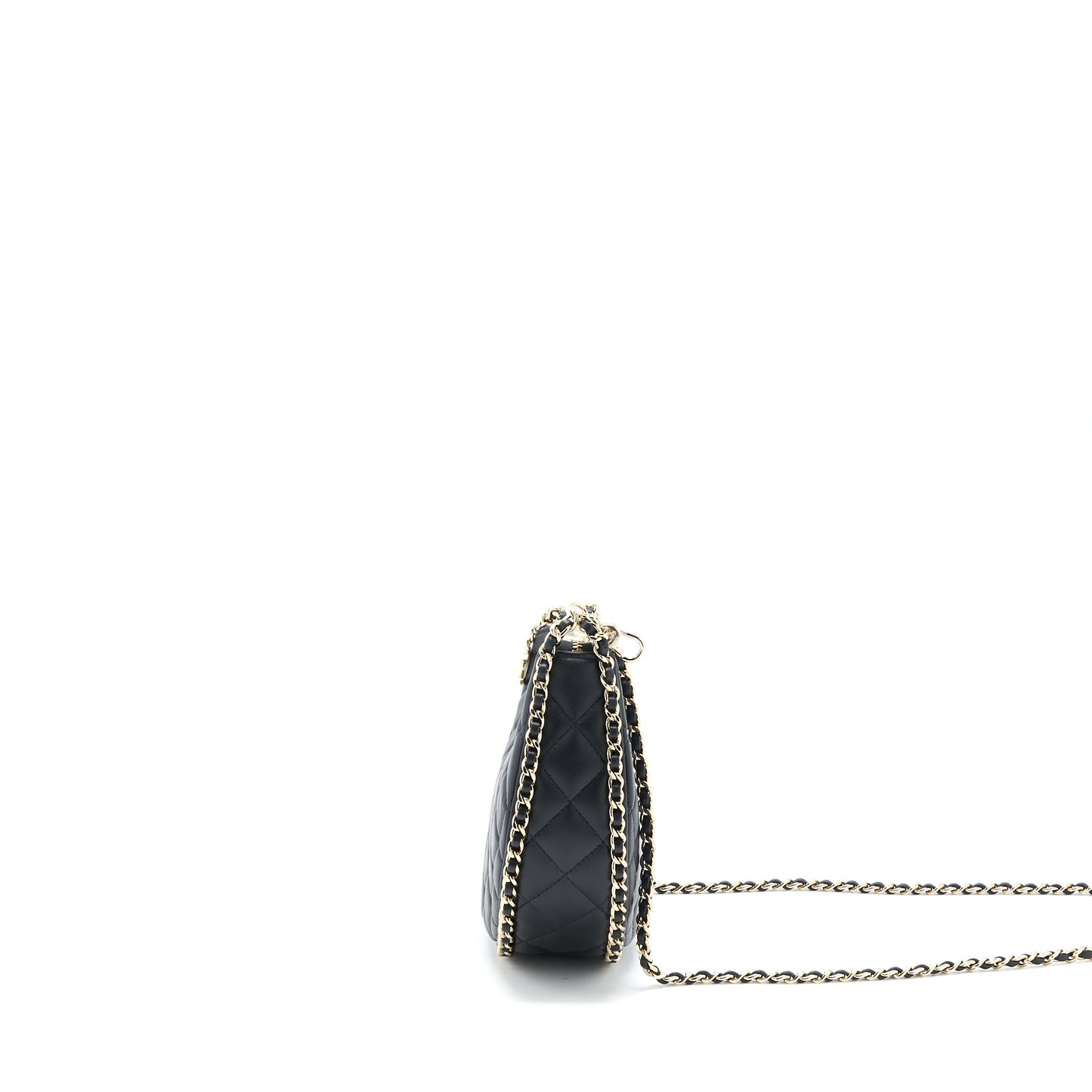 Chanel Small Moon Hobo Bag Lambskin Black L (Microchip)