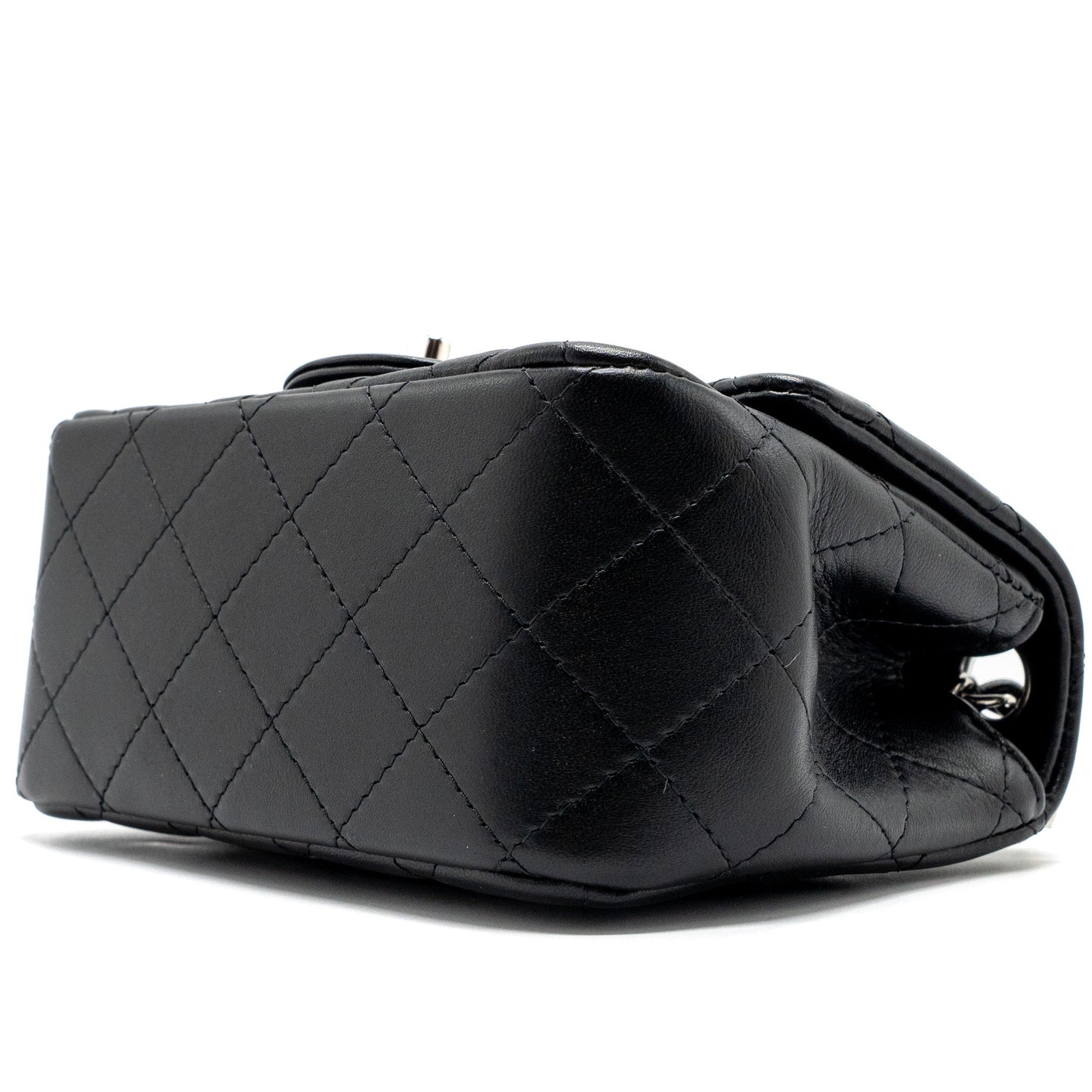 Chanel mini square flap bag lambskin Black  (microchip)