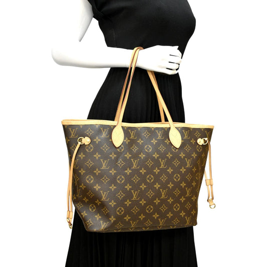 LOUIS VUITTON Neverfull MM Monogram Canvas Tote Bag Brown