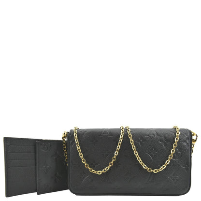 LOUIS VUITTON Felicie Monogram Empreinte Chain Pochette Crossbody Bag Black