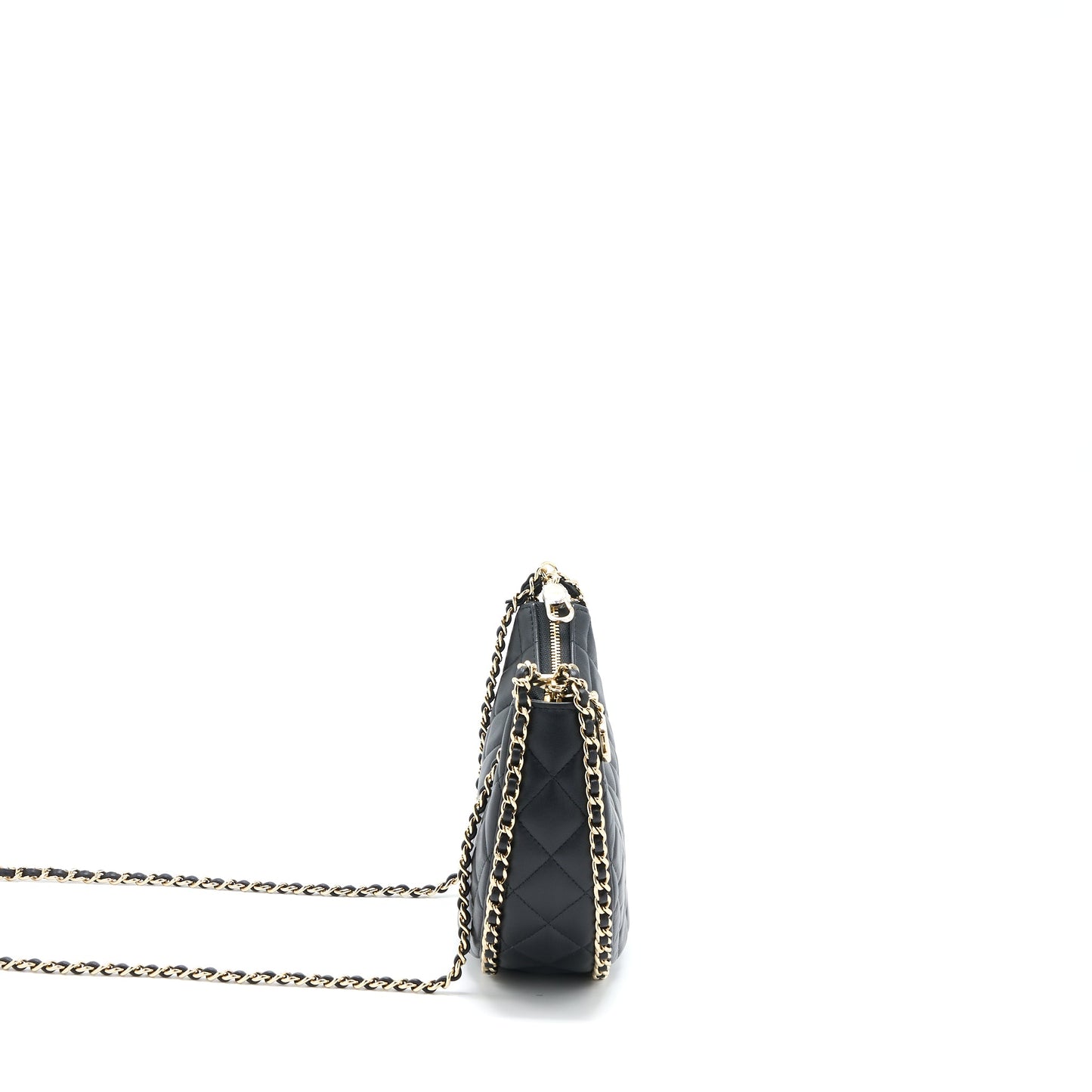 Chanel Small Moon Hobo Bag Lambskin Black L (Microchip)